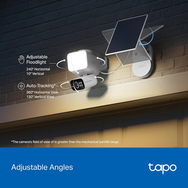 tapo 2K Dimmable Floodlight Security Camera Outdoor Wireless w/Solar Panel, Pan/Tilt, 360º AI Tracking, Free Person/Vehicle Detection, Works w/Alexa and Google Assistant, SD/Cloud, C615F KIT - Image 5